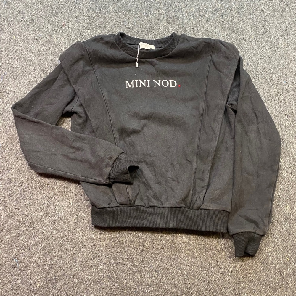 Mini Nod Sweatshirt Sz 14 Girls Black Streetwear Seam Detail Logo Pullover